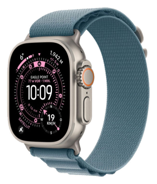 APPLE Watch Ultra 3 GPS + Cellular, 49mm, Titan natur mit Alpine Loop. hellblau - Medium
