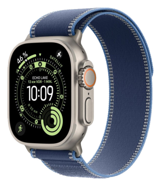 APPLE Watch Ultra 3 GPS + Cellular, 49mm, Titan natur mit Trail Loop, blau/hellblau - S/M