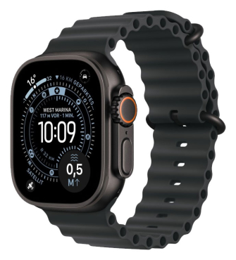 APPLE Watch Ultra 3 GPS + Cellular, 49mm, Titan schwarz mit Ocean Armband, schwarz