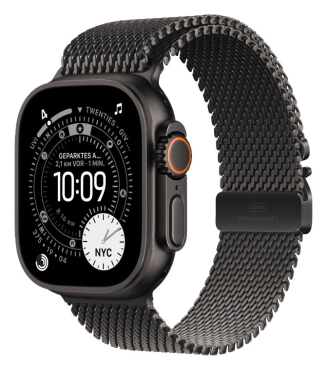 APPLE Watch Ultra 3 GPS + Cellular, 49mm, Titan schwarz mit Milanaise Armband, Titan schwarz - Large