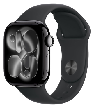 APPLE Watch Series 11 GPS + Cellular, 42mm, Aluminium diamantschwarz mit Sportarmband, schwarz - S/M