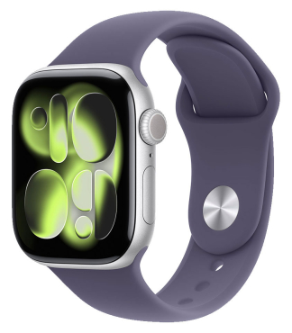 APPLE Watch Series 11 GPS + Cellular, 42mm, Aluminium silber mit Sportarmband, nebelviolett - S/M