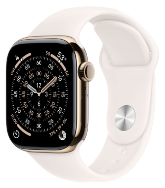 APPLE Watch Series 11 GPS + Cellular, 42mm, Titan gold mit Sportarmband, hellrosa - S/M