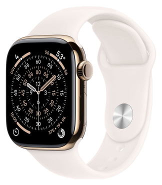 APPLE Watch Series 11 GPS + Cellular, 42mm, Titan gold mit Sportarmband, hellrosa - M/L