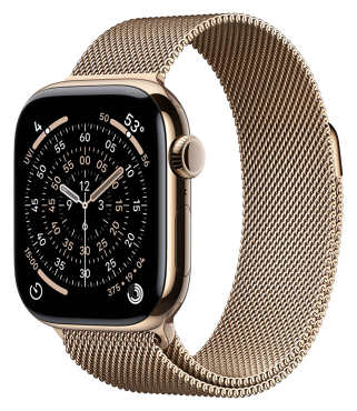 APPLE Watch Series 11 GPS + Cellular, 42mm, Titan gold mit Milanaise Armband, gold