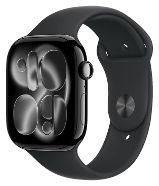 APPLE Watch Series 11 GPS + Cellular, 46mm, Aluminium diamantschwarz mit Sportarmband, schwarz - M/L
