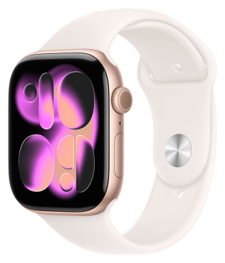 APPLE Watch Series 11 GPS + Cellular, 46mm, Aluminium roségold mit Sportarmband, hellrosa - M/L