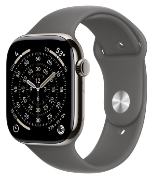 APPLE Watch Series 11 GPS + Cellular, 46mm, Titan natur mit Sportarmband, steingrau - S/M
