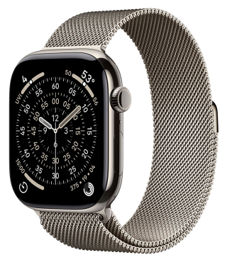 APPLE Watch Series 11 GPS + Cellular, 46mm, Titan natur mit Milanaise Armband, natur - S/M