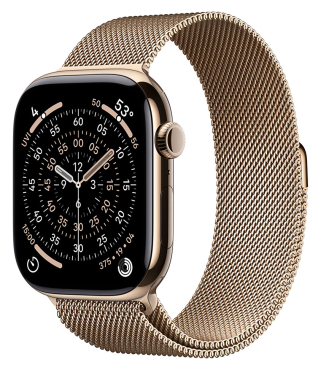 APPLE Watch Series 11 GPS + Cellular, 46mm, Titan gold mit Milanaise Armband, gold - M/L