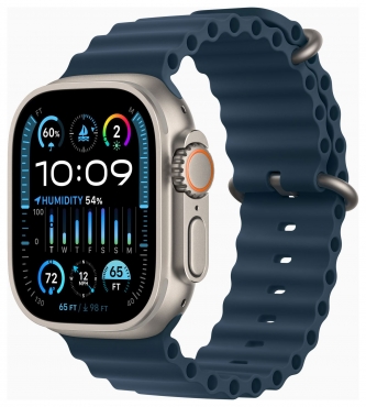 APPLE Apple Watch Ultra 2 GPS + Cellular, Titan, 49mm Ocean Armband, blau