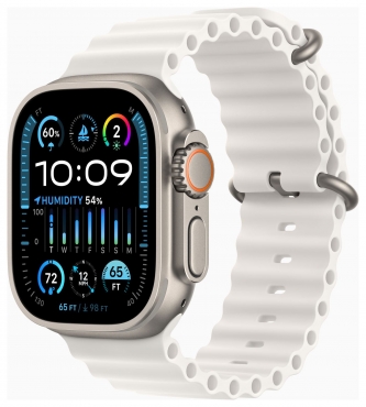 APPLE Apple Watch Ultra 2 GPS + Cellular, Titan, 49mm Ocean Armband, weiß