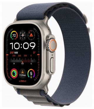 APPLE Apple Watch Ultra 2 GPS + Cellular, Titan, 49mm Alpinarmband, medium, blau