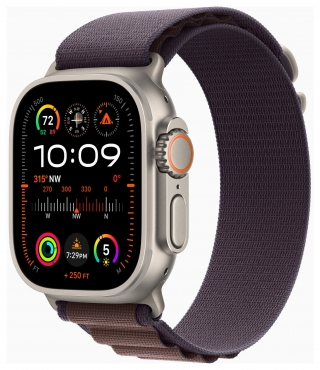 APPLE Apple Watch Ultra 2 GPS + Cellular, Titan, 49mm Alpinarmband, medium, indigo