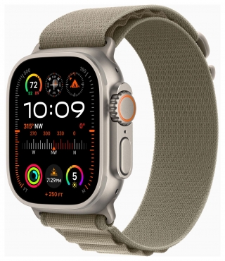 APPLE Apple Watch Ultra 2 GPS + Cellular, Titan, 49mm Alpinarmband, small, oliv