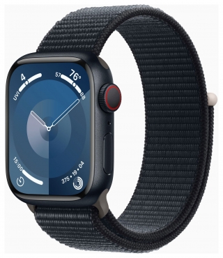 APPLE Apple Watch Series 9 GPS + Cellular, Aluminium mitternacht, 41mm mit Sport Loop, mitternacht