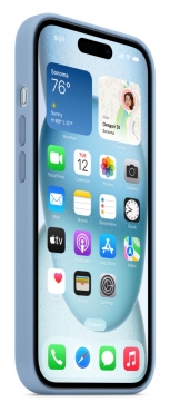 APPLE iPhone 15 Silikon Case mit MagSafe - Winterblau