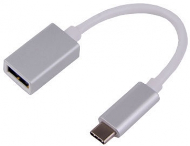 LMP USB-C zu USB A Adapter, 15cm, silber