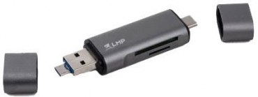 LMP USB-C/A/micro Card Reader für SD und micro SD Cards, space grau