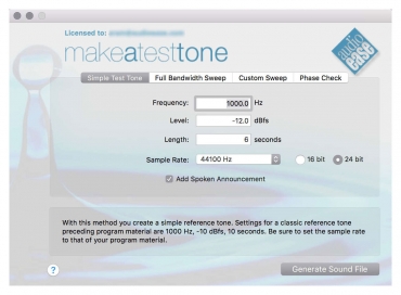 AUDIO EASE Make A Test Tone (Download)