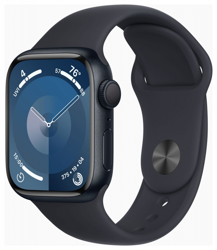 APPLE Apple Watch Series 9 GPS, Aluminium mitternacht, 41mm mit Sportarmband, mitternacht - M/L