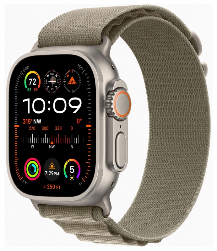 APPLE Apple Watch Ultra 2 GPS + Cellular, Titan, 49mm Alpinarmband, large, oliv