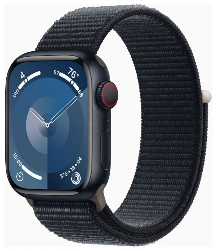 APPLE Apple Watch Series 9 GPS + Cellular, Aluminium mitternacht, 41mm mit Sport Loop, mitternacht