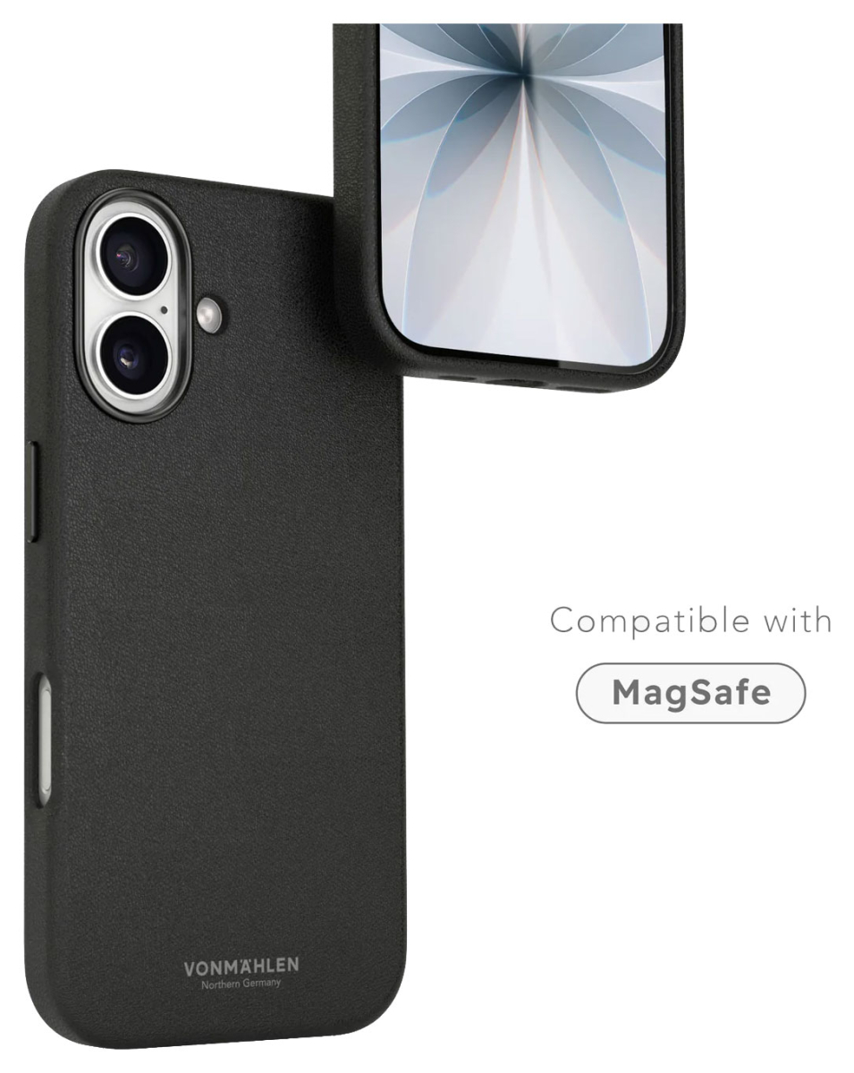 VONMÄHLEN Kunstleder-Folio für iPhone 17, MagSafe, schwarz