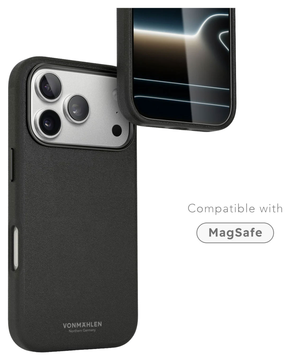 VONMÄHLEN Kunstleder-Folio für iPhone 17 Pro, MagSafe, schwarz