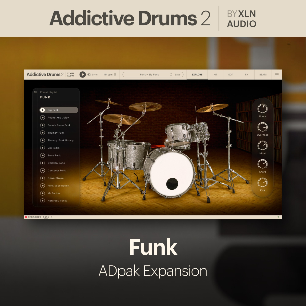 XLN AUDIO Addictive Drums 2: Funk ADpak (Download)