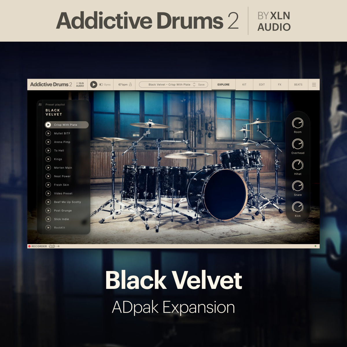 XLN AUDIO Addictive Drums 2: Black Velvet ADpak (Download)